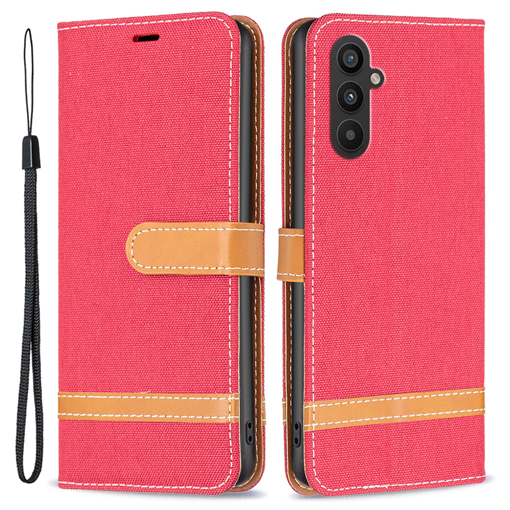 Til Samsung Galaxy A24 4G splejsning PU læder telefoncover Jeans Stof telefonetui med stativ tegnebog Til Samsung Galaxy A24 4G splejsning PU læder telefoncover Jeans Stof telefonetui med stativ tegnebog